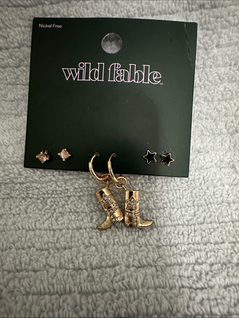 wild fable Gold Cowboy Boot Hoop Earrings 3 pc set NWT